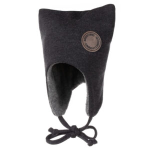 Dark Grey Merino Wool Tie-Up Baby Hat