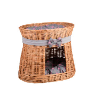 Erif Two-Level Wicker Cat House – Grey Cushions