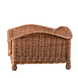 Erivia Wicker Pet Basket – 54 × 32 cm, Grey & Pink Cushion