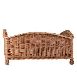 Erivia Wicker Pet Basket – 54 × 32 cm, Grey & Pink Cushion