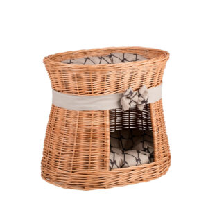 Erif Two-Level Wicker Cat House – Beige Cushions
