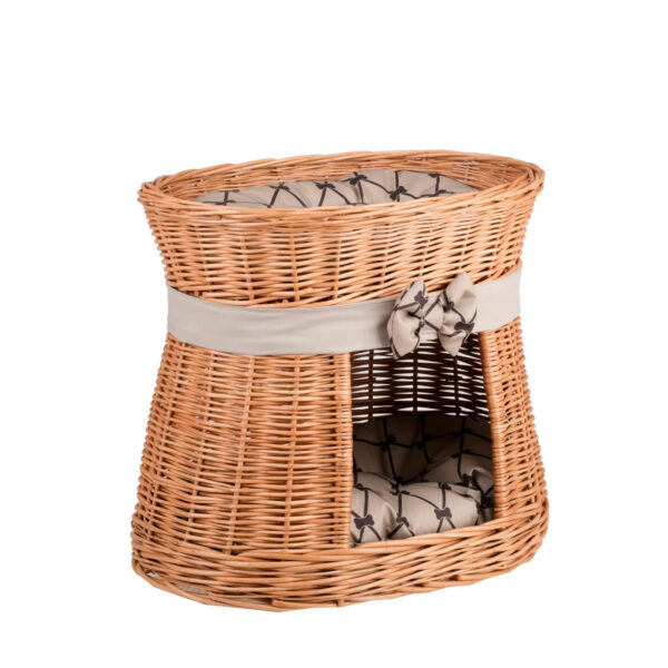 Erif Two-Level Wicker Cat House – Beige Cushions