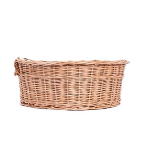 Esmira Wicker Dog Bed with Brown Dot Cushion – 85 × 67 cm