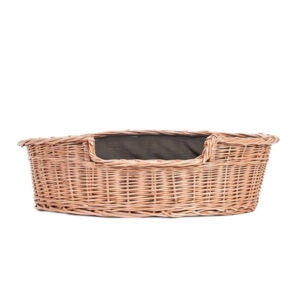 Esmira Wicker Dog Bed with Brown Dot Cushion – 75 × 57 cm