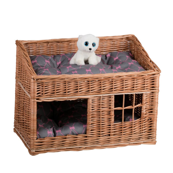 Estrella Two-Level Wicker Cat House with Cushions
