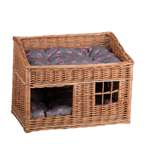 Estrella Two-Level Wicker Cat House with Cushions