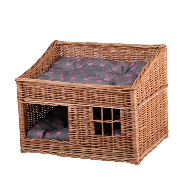 Estrella Two-Level Wicker Cat House with Cushions