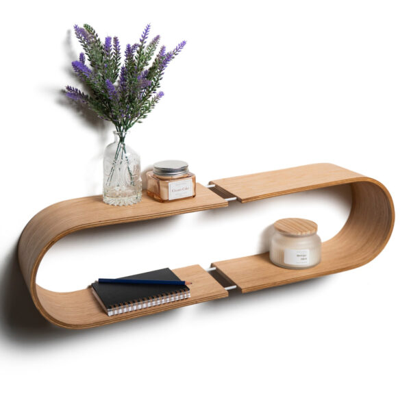 Floating Wooden Wall Shelf – Oval