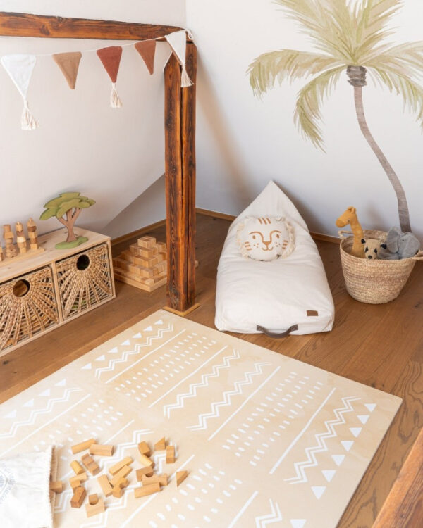 Boho Foam Puzzle Playmat – Sand, 120 × 180 cm