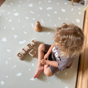 Foam Puzzle Playmat – Terrazzo Dove, 120 × 180 cm