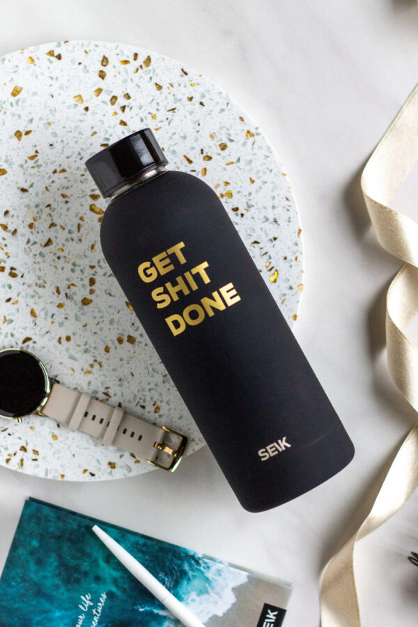 Water Bottle / Thermos – Get Shit Done – Black, 500 ml, Stainless Steel
