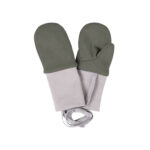 Khaki and Green Merino Wool Baby Mittens with Thumb