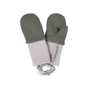 Khaki and Green Merino Wool Baby Mittens with Thumb
