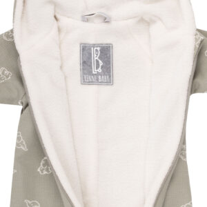 Khaki Green Cotton Fleece Baby Romper with Hood