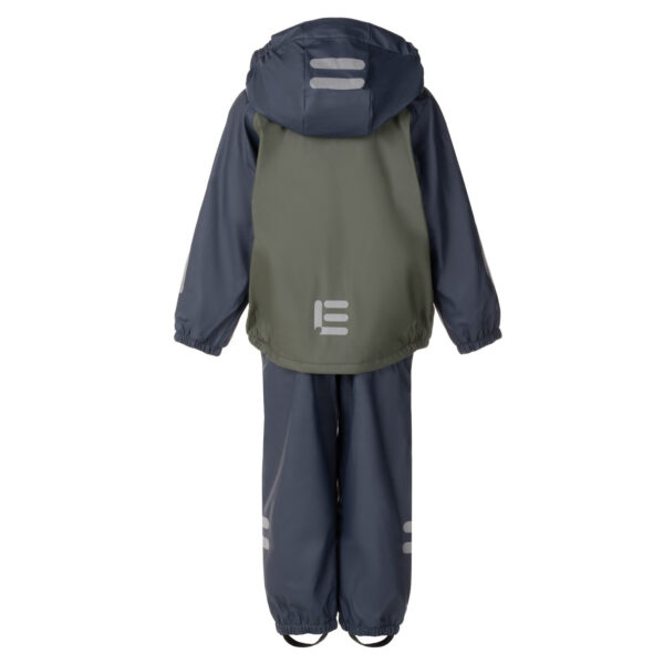Kids’ Fleece-Lined Rain Jacket and Dungaree Set – Green and Blue