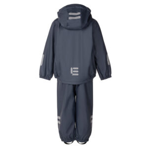 Kids’ Fleece-Lined Rain Jacket and Dungaree Set – Navy Blue