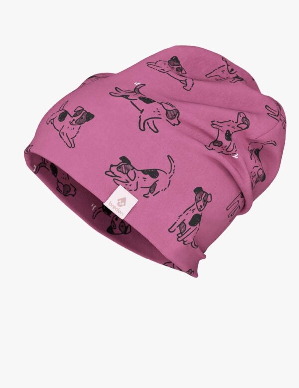 Kids Hat-Beanie For Autumn And Spring KLAUS – Pink Dogs