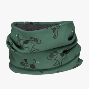 Kids Merino Neck Tube MOKKA - Green Dogs