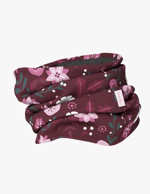 Kids Merino Neck Tube MOKKA – Winter Flowers