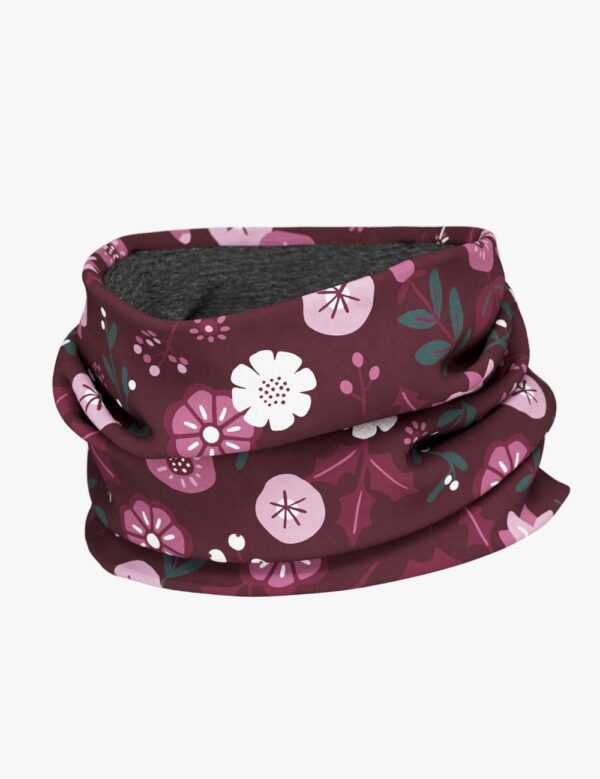 Kids Merino Neck Tube MOKKA – Winter Flowers