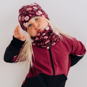 Kids Merino Neck Tube MOKKA – Winter Flowers