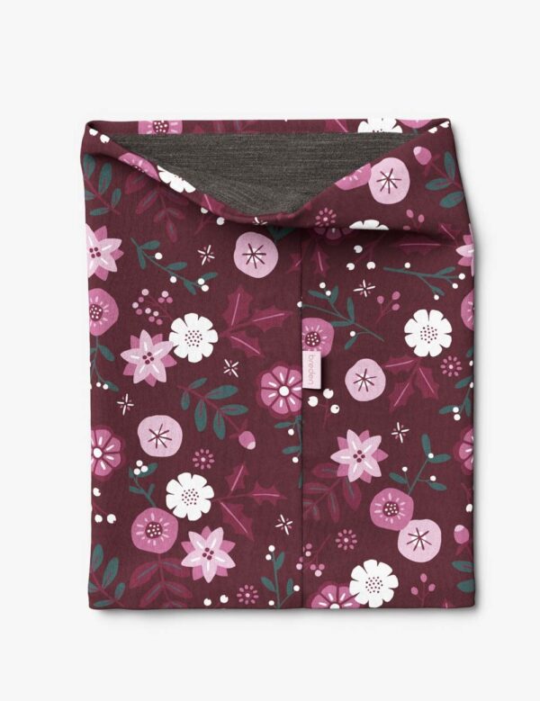 Kids Merino Neck Tube MOKKA – Winter Flowers