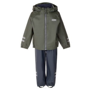 Kids’ Rain Jacket and Dungaree Set – Green and Blue