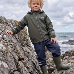 Kids’ Rain Jacket and Dungaree Set – Green and Blue