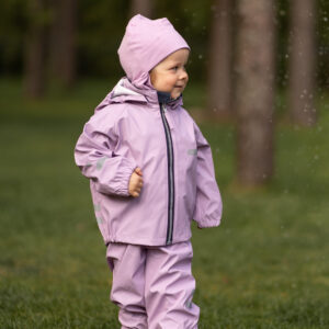 Kids’ Rain Jacket and Dungaree Set – Lilac and Pink