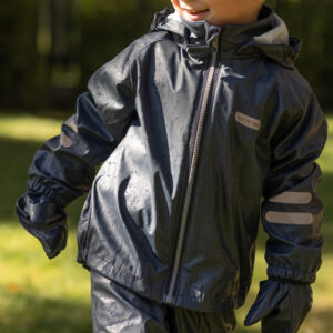 Kids’ Rain Jacket and Dungaree Set – Navy Blue
