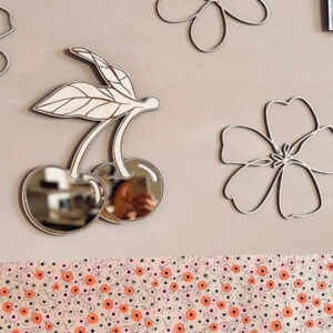 Cherry Mirror for Kids’ Room – Acrylic & Plywood, 30 cm