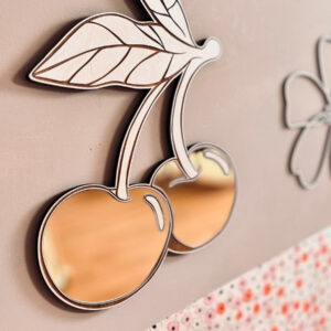Cherry Mirror for Kids’ Room – Acrylic & Plywood, 30 cm