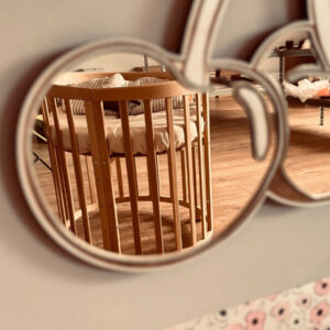 Cherry Mirror for Kids’ Room – Acrylic & Plywood, 30 cm