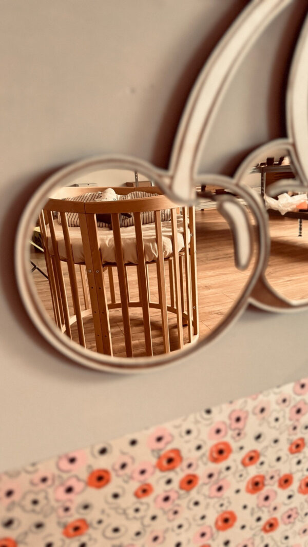 Cherry Mirror for Kids’ Room – Acrylic & Plywood, 30 cm
