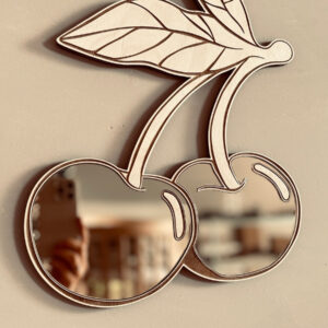 Cherry Mirror for Kids’ Room – Acrylic & Plywood, 30 cm
