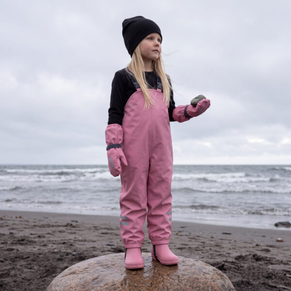 Kids’ Waterproof Rain Dungarees – Pink