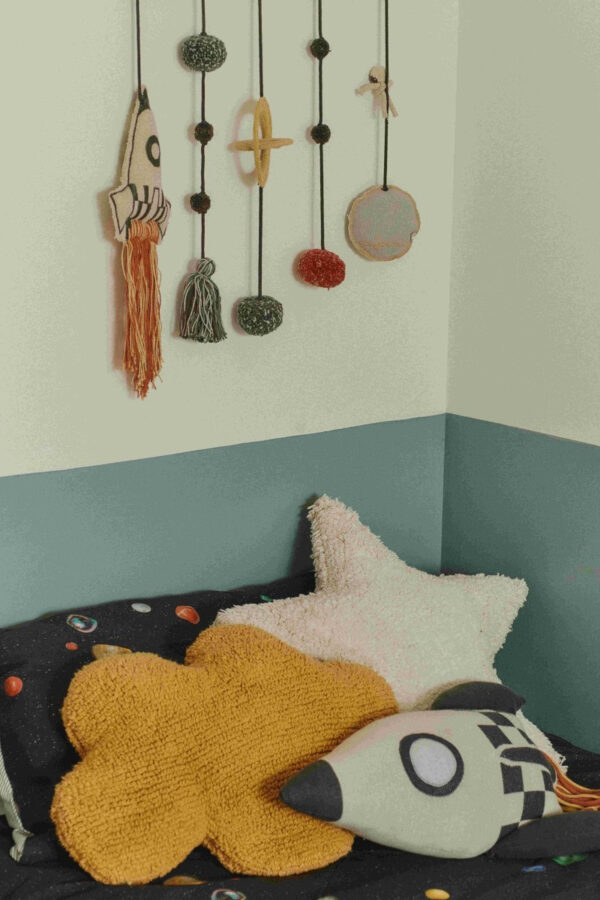 Knitted Rocket Cushion – 22 × 41 cm