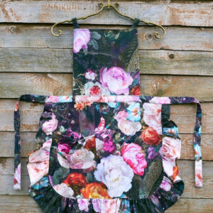 Ladies Apron with Ruffles – Francine Black