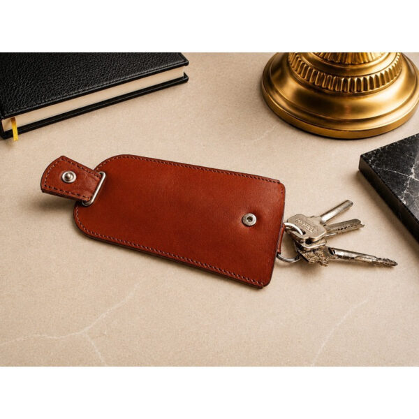 Leather Key Case with Pull Strap, 24-55