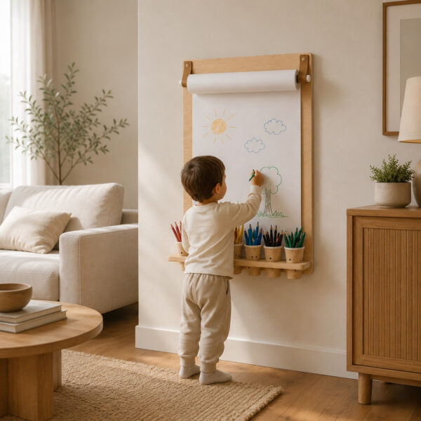 Wall Drawing Board with Pencil Holder & Paper Roll