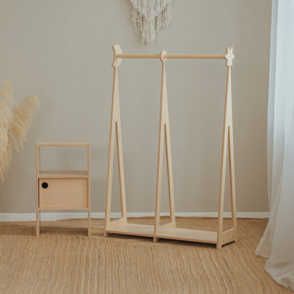 Montessori Wardrobe with Storage Cabinet – Natural Birch