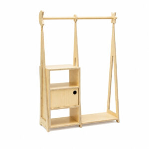 Montessori Wardrobe with Storage Cabinet – Natural Birch