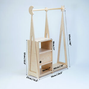 Montessori Wardrobe with Storage Cabinet – Natural Birch