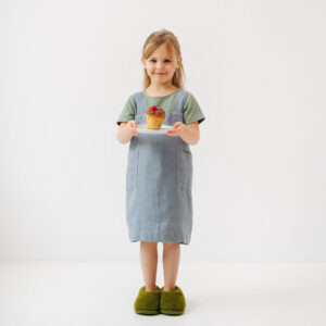 Linen Pinafore Apron for Kids – Blue Fog