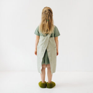 Linen Pinafore Apron for Kids – Sage