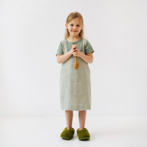 Linen Pinafore Apron for Kids – Sage