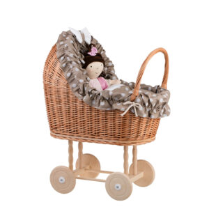 Lulu Wicker Doll Stroller – Beige Trim