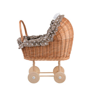 Lulu Wicker Doll Stroller – Beige Trim