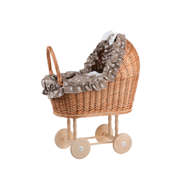 Lulu Wicker Doll Stroller – Beige Trim