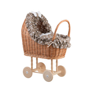 Lulu Wicker Doll Stroller – Beige Trim